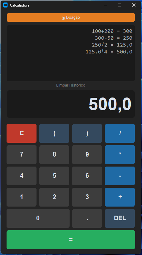 Calculadora com historico