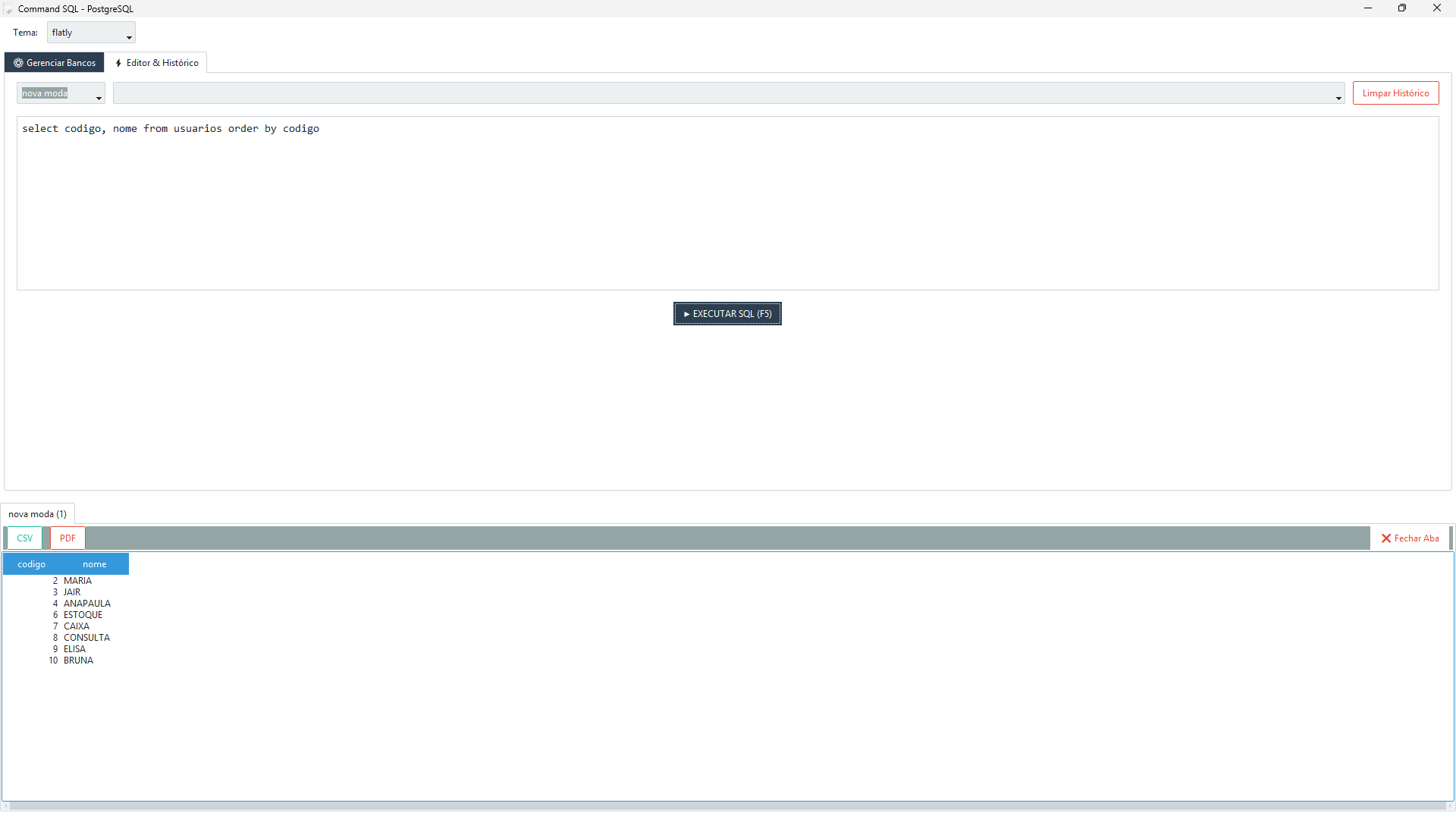 Command SQL PostgreSQL para Windows – tela 2